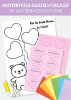 Vorschau - Mal- und Bastelvorlagen - Muttertag. Grußkarte zum Ausmalen und Basteln – Kreative Vorlage für Kinder - Deckblatt