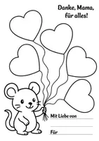Vorschau - Mal- und Bastelvorlagen - Bastelvorlage zum Muttertag. Kreative Grußkarte zum Ausmalen und Basteln. - Seite 1