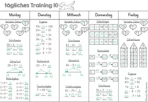 Vorschau - Arbeitsblätter - Materialpaket - 20 tägliche Trainings - Wiederholung ZR 100 - mit LÖSUNGEN - Seite 1