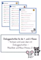 Vorschau - Aufgabenkarten - Dialoggeschichten Maus und Waschbär Klasse 1/2 Niveau 2 - Deckblatt