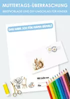 Vorschau - Mal- und Bastelvorlagen - Muttertag. Persönlicher Muttertags-Brief und DIY-Umschlag. - Deckblatt