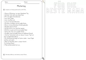 Vorschau - Arbeitsblätter - Lesemalblatt: Muttertag - Ergebnis als Geschenk - Seite 1