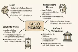 Vorschau - Arbeitsblätter - Lernposter + Arbeitsblätter zum Thema "Pablo Picasso" + Lösung & Fragen & MP3 + Mindmap + Infografik - Seite 3
