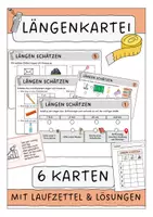 Vorschau - Aufgabenkarten - Längen schätzen - Übungskartei mit Lösungen + Laufzettel (Übungstheke, Stationsarbeit). - Deckblatt