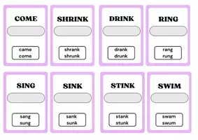 Aperçu - Autre type de ressources - Irregular Verb Cards - Cartes des verbes irréguliers en anglais - Page 1