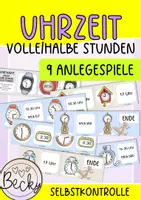 Vorschau - Spiele - 9 Anlegespiele Uhrzeit (volle und halbe Stunden) - Deckblatt