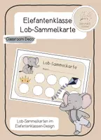 Vorschau - Mal- und Bastelvorlagen - Lob-Sammelkarte - Elefantenklasse - Deckblatt