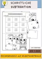 Vorschau - Arbeitsblätter - Schriftliche Subtraktion ZR 1 000 Rechenpuzzle mit Lösungen - Deckblatt