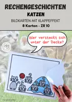 Vorschau - Fördermaterial/Inklusion - Rechengeschichten - Katzen, mit Klappeffekt, Zahlenraum 10 - Deckblatt