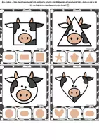 Vorschau - Arbeitsblätter - 🐮Bauernhof Klammerkarten Formen Schattenbilder Kuh - Seite 1