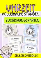 Vorschau - Spiele - Zuordnungskarten Uhrzeit (volle und halbe Stunden) - Deckblatt