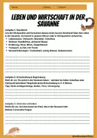Vorschau - Arbeitsblätter - SAVANNE: Leben und Wirtschaft in der Savanne - Erdkunde für die Sek 1 - Deckblatt