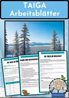 Vorschau - Arbeitsblätter - Taiga - 6 Arbeitsblätter mit Lösungen zur Vegetationszone - Erdkunde Klasse 6/7 - Deckblatt