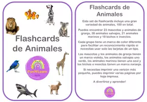 Aperçu - Jeux - 102 Cartes à cils avec vocabulaire des animaux en ESPAGNOL - 102 Flashcards con vocabulario de Animales - Page 1