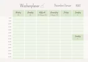 Vorschau - Arbeitsblätter - Wochenplaner 2026 Kalender Bullet Journal (DIN A4 quer) Dankbarkeitstagebuch Reflexion - Seite 1