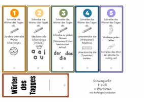 Vorschau - Fördermaterial/Inklusion - Wörter des Tages / Wörter der Woche Fächer (Klasse 1-4) Fresch Wortarten - Seite 1