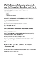 Vorschau - Arbeitsblätter - Rhythmisches Sprechen in der Grundschule: Idee & Reflexion - Seite 1