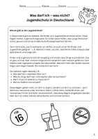 Vorschau - Arbeitsblätter - 📘 Jugendschutz in Deutschland – Rechte, Regeln und Reflexion 🔒👦👧 - Seite 1