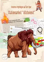 Vorschau - Stundenentwürfe - Stationsarbeit: Zusammenleben in der Altsteinzeit - Deckblatt