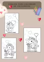 Vista previa - Manualidades / Dibujos para colorear - Imágenes de Unicornios Tiernos para Pintar | Fantasía Dulce - Portada