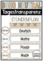 Vorschau - Poster - Tagestransparenz Boho Neutral | Klassenzimmer Deko | Stundenplan | Tafelkarten - Deckblatt