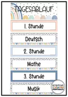 Vorschau - Poster - Tagestransparenz Boho Regenbogen | Klassenzimmer Deko | Stundenplan | Tafelkarten - Seite 1