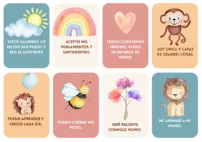 Vista previa - Manualidades / Dibujos para colorear - Tarjetas de Afirmaciones para Niños - Aumentar Autoestima - página 1