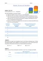 Vorschau - Stundenentwürfe - Arbeitsblatt - Einführung Muster, Terme und Variablen - Deckblatt