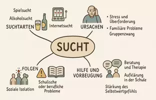 Vorschau - Arbeitsblätter - Lernposter + AB mit Fragen zum Thema "Sucht" + Lösungsblatt + Mindmaps + Infografik - Seite 2