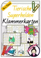 Vorschau - Spiele - Klammerkarten | Tierische Superhelden | Lesespiel - Deckblatt