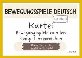 Vorschau - Aufgabenkarten - Kartei Bewegungsspiele Deutsch Zyklus 1 - Deckblatt