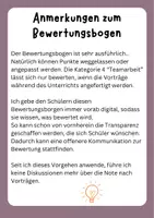 Vorschau - Arbeitsblätter - Bewertungsbogen Referat mit Präsentation Klasse 7, 8, 9, 10 Vortrag - Seite 1