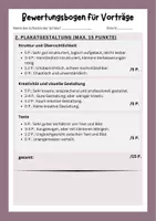 Vorschau - Arbeitsblätter - Bewertungsbogen Referat mit Präsentation Klasse 7, 8, 9, 10 Vortrag - Seite 3