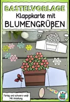 Vorschau - Mal- und Bastelvorlagen - Klappkarte mit Blumengrüßen - Bastelvorlage (auch zum Muttertag) - Deckblatt