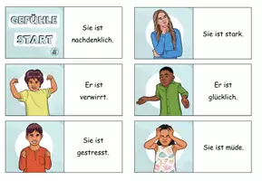 Vorschau - Spiele - Domino plus Arbeitsblatt "Gefühle" DaZ / DaF / Deutsch - Seite 1