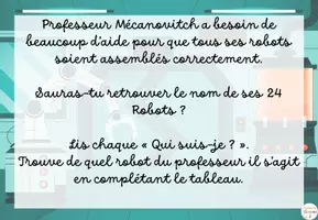 Aperçu - Jeux - Dans le labo des robots - vocabulaire géométrique - Page 1