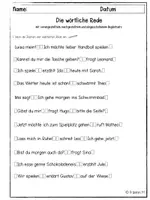 Vorschau - Arbeitsblätter - Wörtliche Rede (gemischte Begleitsätze) - Seite 1