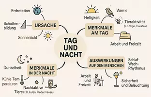 Vorschau - Arbeitsblätter - Lernposter + Arbeitsblatt "Tag und Nacht" + Onlineübung & MP3 + Mindmap + Infografik - Seite 2