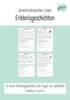 Vorschau - Arbeitsblätter - Sinnentnehmendes Lesen: Erlebnisgeschichten + Fragen zum Text - Deckblatt
