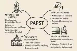 Vorschau - Arbeitsblätter - AB mit Fragen zum Thema "Papst" + Lösungsblatt + Mindmap + Infografik - Seite 2