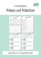 Vorschau - Arbeitsblätter - 8 Arbeitsblätter zu den Zeitformen Präsens und Präteritum - Deckblatt