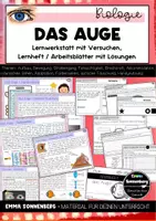 Vorschau - Unterrichtsreihen - Das Auge - Lerntheke mit Lernheft und Versuchen, Stationenlernen, SOL - Deckblatt