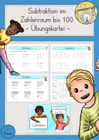 Vorschau - Arbeitsblätter - Übungskartei Subtraktion im Zahlenraum bis 100 - Deckblatt