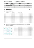 Vorschau - Test - Klassenarbeit_"Natürliche Zahlen multiplizieren und dividieren" - Deckblatt