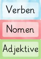 Vorschau - Poster - Wortarten Merkplakate Verben, Adjektive, Nomen in 2 Ausführungen - Seite 1