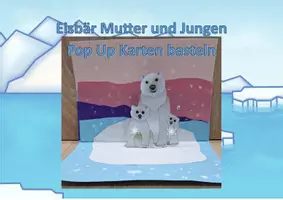 Vorschau - Mal- und Bastelvorlagen - Eisbär Mutter und Jungen Pop Up Karten basteln - Deckblatt