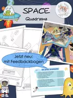 Vorschau - Mal- und Bastelvorlagen - Quadrama zum Thema space für Englisch in der Grundschule - Deckblatt