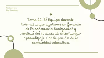Vista previa - Presentaciones - Tema 22: El Equipo Docente y la Coherencia en el Proceso de Enseñanza-Aprendizaje - Portada