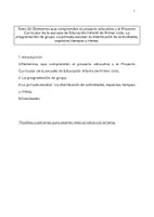 Vista previa - Tema 26: Elementos del Proyecto Educativo y Curricular en Educación Infantil - Portada