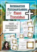 Vorschau - Arbeitsblätter - Papst Franziskus - interaktive Fotoaufgaben zu den Werten des Papstes (Medienkompetenz rund um Respekt, Nächstenliebe und Bescheidenheit) - Deckblatt
